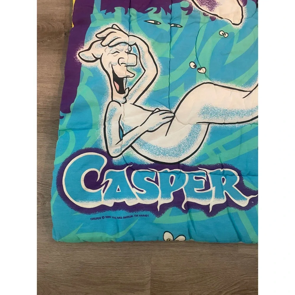 Vintage 1995 Casper the Friendly Ghost Twin Comforter Blanket Teal Purple 90s